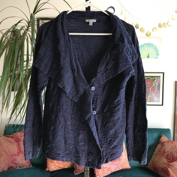 HORNY TOAD size M Navy Blue Textured Organic Cotton & Tencel Samba Wave Wrap - Picture 1 of 4